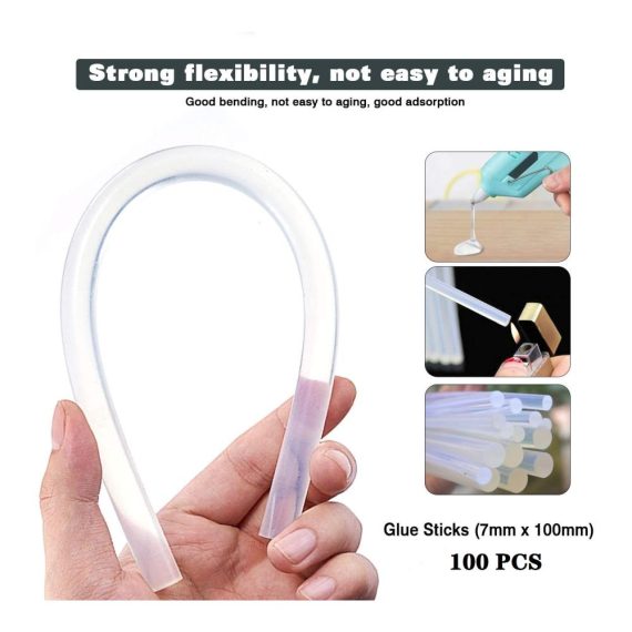 Heißklebepatronen Transparent 7x100mm - 100 Stück für Klebepistolen Heißklebesticks mit Heiße Schmelze Klebepistole Sticks für Handwerk - Hochwertige Heißkleber Sticks