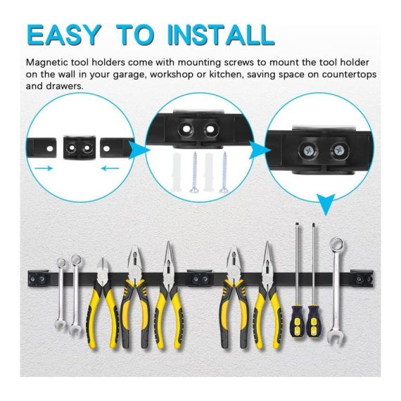 Magnetische Werkzeugleiste Set – 5-teilige Werkzeugschalen & 30cm Magnetleiste für Garage Stark Organisiertes Wandhalter Magnetschiene für Werkzeugorganisation