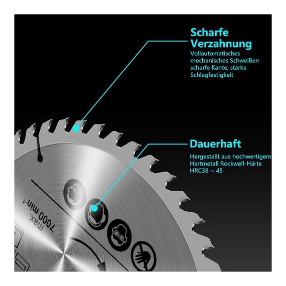 Kreissägeblätter Set 210 x 30mm – Professionelle Sägeblätter 24T 48T 60T für Holz Metalle & Kunststoffe – Kappsäge mit 3 Reduzierringen 25mm 20mm 16mm