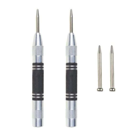 Automatischer Körner und Splintentreiber Set - 2 Stücke DXiongW Splintentreiber 128mm mit Verstellbarer Spannung 2 Ersatzspitzen für Metall Holz Glas und dünnen Stahlblechen