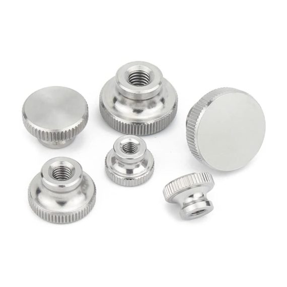 Rändelmuttern Set aus hochwertigem 304-Edelstahl - M6 Gerändelte Daumenmuttern mit Sackloch und hohem Kopf (4 Stück