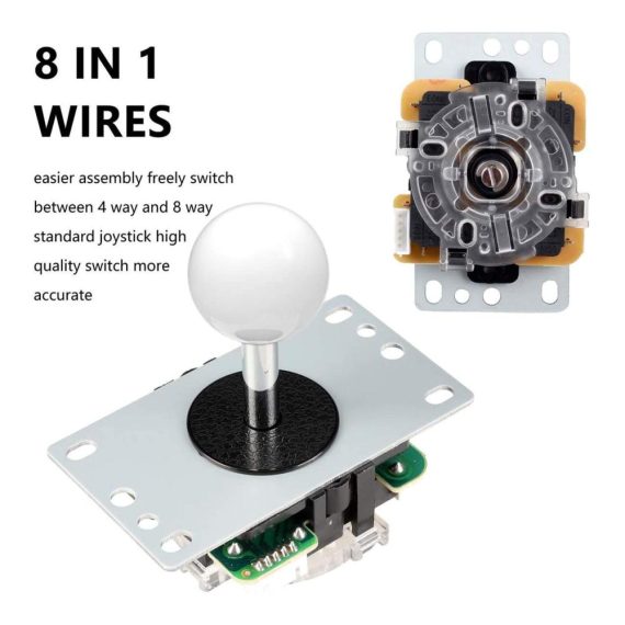 1-Spieler USB Arcade Controller Kit mit LED-Tasten für Mame Raspberry Pi PC-Spiele - Druckschalter 8-Wege-Stick DIY Joystick Teile (Weiß