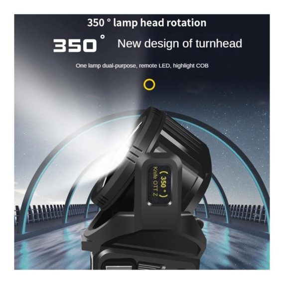 35000 Lumen Taschenlampe Wiederaufladbare LED Spotlight mit 350° drehbarem Kopf 9 Modi IPX6 wasserdicht - Ideal für Notfälle und Outdoor-Aktivitäten