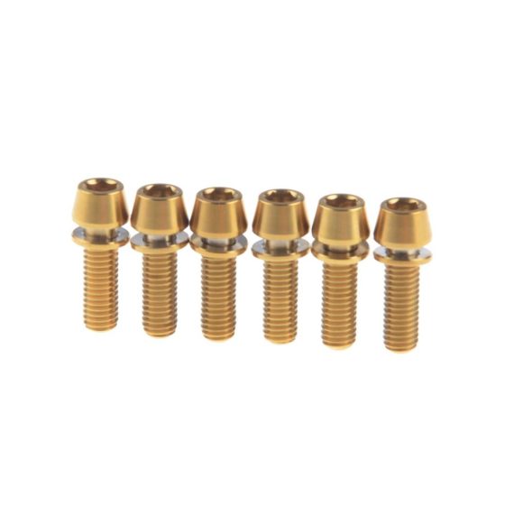 Titan Zylinderschrauben M5x16mm (6 Stück) - Innensechskant Fahrradschrauben mit Unterlegscheibe für Vorbau hochfeste Gr5 Legierung