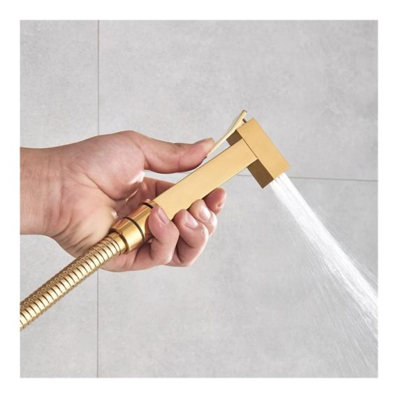 Bidet-Armaturen Hand-Bidet-Sprühgerät Massives Messing Gold Einzelkaltes Wasser – Badezimmer-Bidet-Dusche für Hygiene und Komfort