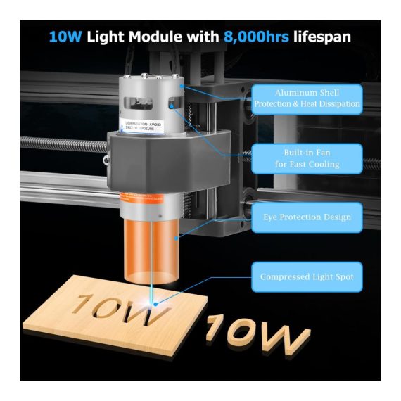 Gravierwerkzeug Upgrade 10W Modul - Hochleistungs CNC Graviermaschinenzubehör für DIY 3018 Modelle inkl. Pro und Pro Max - 2500mW optische Leistung kompakter Lichtfleck Festfokus-Gravierwerkzeugsatz von TwoWin