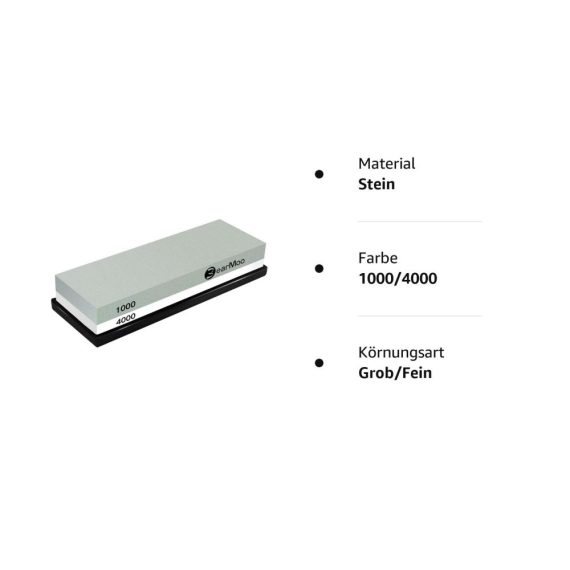 BearMoo Schleifklötze Premium 2-IN-1 Wetzstein für Messer Körnung 1000/4000 mit Silikonhalter - Optimale Schärfe und rutschfester Halt