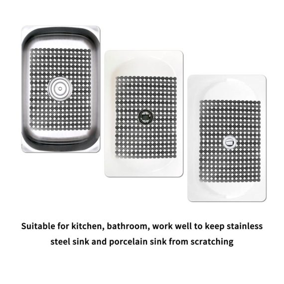 2er Set Küchenspülenmatten – PVC-Schutzmatte für schnelles Abfließen – 30x40 cm – Ideal für Edelstahl und Keramik Spülen – Umweltfreundliche Bodenprotektoren in Schwarz