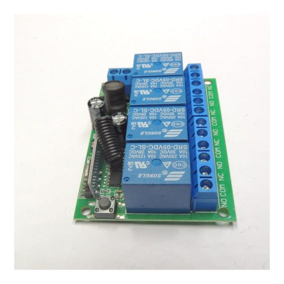 Garagentor-Zubehör 4-Kanal Funk-Fernbedienungsschalter Set mit 2 Sendern - DC 12V 24V 433Mhz Relais-Empfänger für Licht Motor Markise (10A DC 6-30V