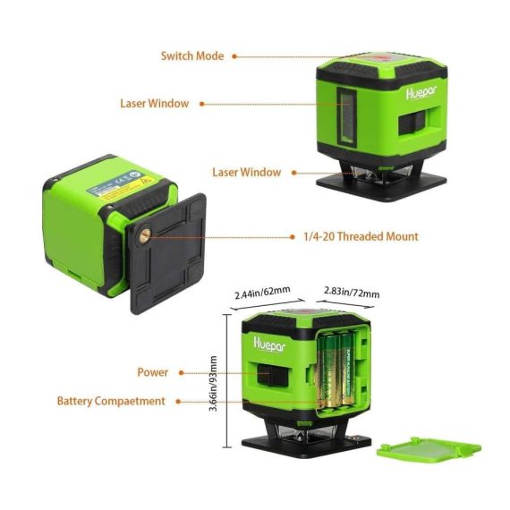 Grüner Fliesenkreuzlinienlaser FL360G - Selbstnivellierend 360° Horizontal 15m Radius Überdacht inkl. Halterung