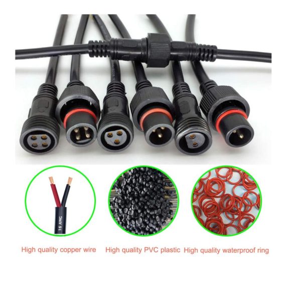 LED Verlängerungskabel YETOR - Wasserdichte 2Pin 2Core IP68 Steckverbinder mit 16AWG 20CM Kabel für LED Lichtleisten - Männliche und weibliche Stecker 5 Paare