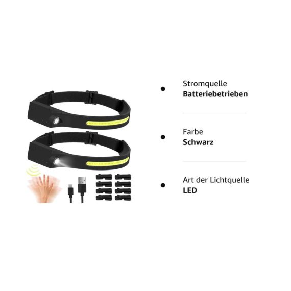 2 Superhelle Stirnlampen mit 5 Modi wiederaufladbar und wasserdicht – Perfekte Kopflampe für Outdoor-Aktivitäten