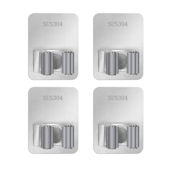 MaoXinTek Mop Halter Edelstahl - Wandhalterung für Besen und Geräte - Set mit 4 Haltern - Selbstklebend für Zuhause Küche Bad Garage und Garten