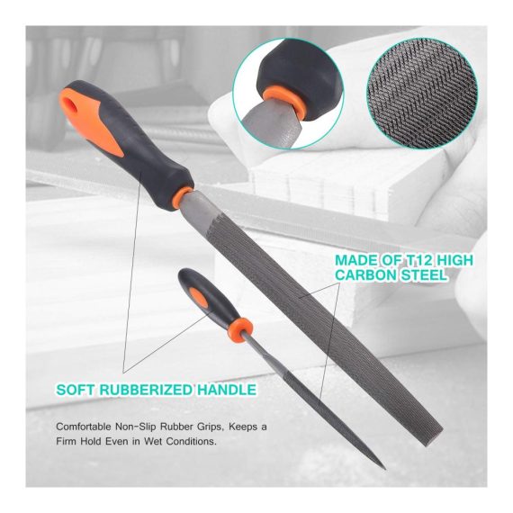 17-in-1 Feilenset mit Diamantfeilen Metallfeilen 4PCS Flach- Halbrund- Rund- und Dreikantfeilen sowie 12PCS Nadelfeilen und Reinigungsbürste für Metall DIY Handwerk