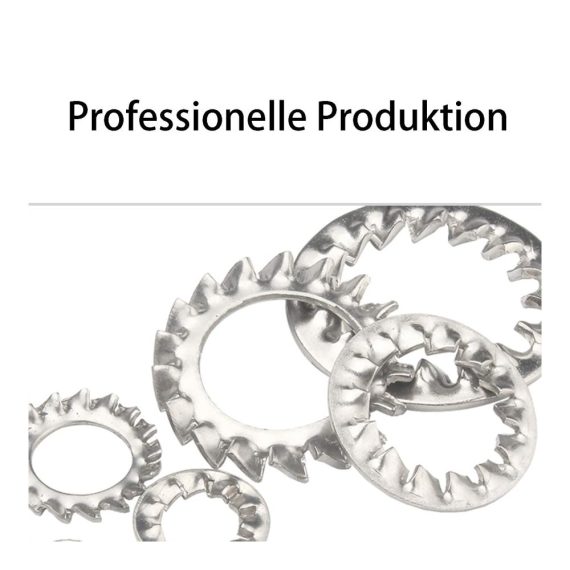 304 Edelstahl Flache Unterlegscheiben Set mit Zaky Extern Star Zahn - 300 Stück M2-M12 - Dichtung Sicherungsscheiben Sortiment Kit in Silber