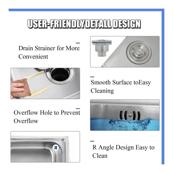 Edelstahl Ausgussbecken für Küche und Werkstatt - Freistehender Spültisch mit Wasserhahn und Schläuchen - Ideal für Gewerbe Bauernhäuser und Verpflegung