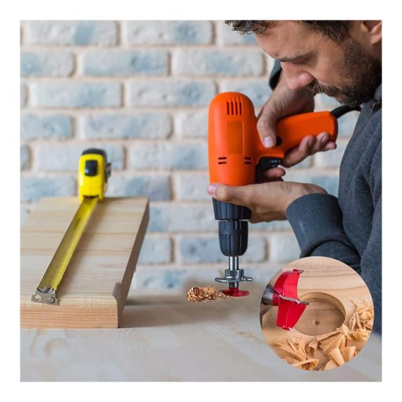 4-teiliges Set Präzisions-Forstnerbohrer für verdeckte Scharniere und Bohrvorrichtung | 35 mm Holzbohrer für Möbel Türen & Schränke