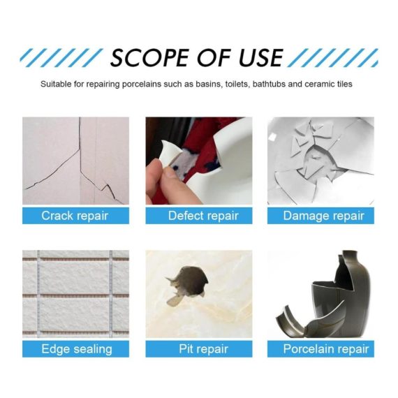 2er-Set Sekundenkleber Tile Repair Paste für die mühelose Reparatur von Rissen auf Keramikfliesen - Wasserfester Kleber zur Porzellan- und Keramikfliesen-Gap-Reparatur