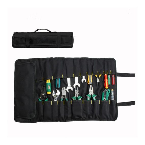 37-Taschen Werkzeug-Rollentasche | Handwerkzeugaufbewahrung mit 22 Großfächern | Schwarz Organizer für Werkzeugbeutel