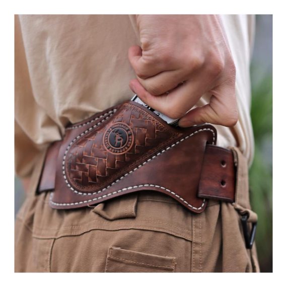 Tourbon Leder Multitool-Halter Handgefertigter EDC Taschenmesser-Organizer mit Gürtelclip für Taschenlampen und Werkzeug