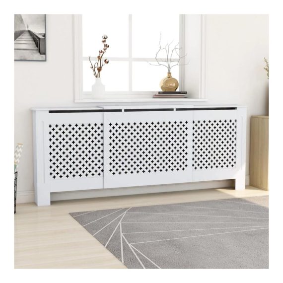 Heizkörperregler & Zubehör Moderne MDF Heizkörperverkleidung (Weiß 205 cm) inklusive Heizkörperkonsole
