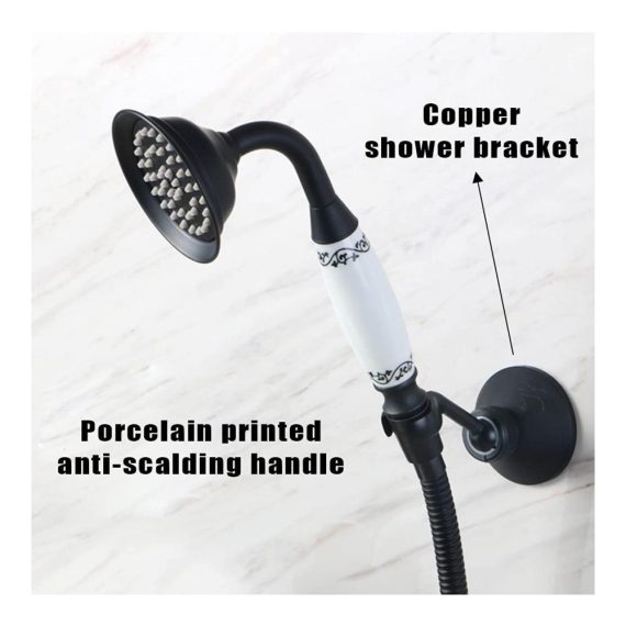 Antike Messing Badewannen- & Duschsystem – Hand Duschset mit Wickelschlauch Haushaltsdusche Badezimmer Zubehör für Heißes und Kaltes Wasser