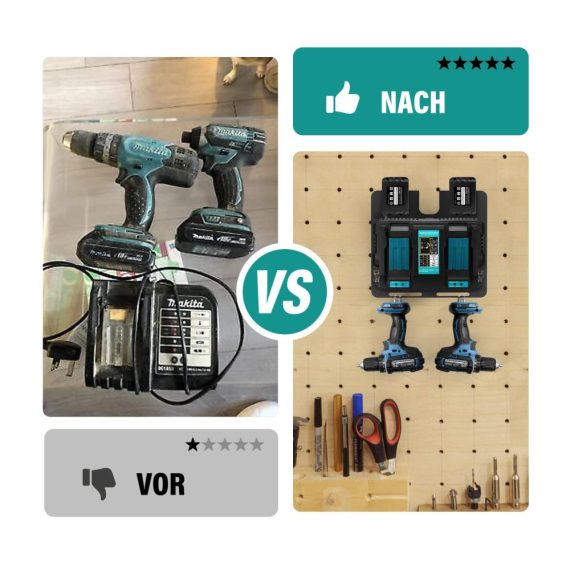 3er Wandhalterung für Makita Akkus & Ladegeräte | Stabil & Platzsparend für Werkstatt & Garage