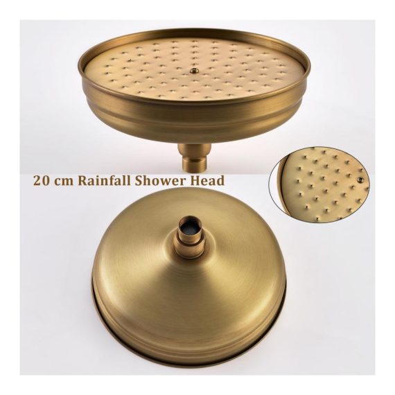 Antike Messing Regendusche & Handbrause Duschsystem - Wandmontage 20cm Drehkopf verstellbare Duschstange