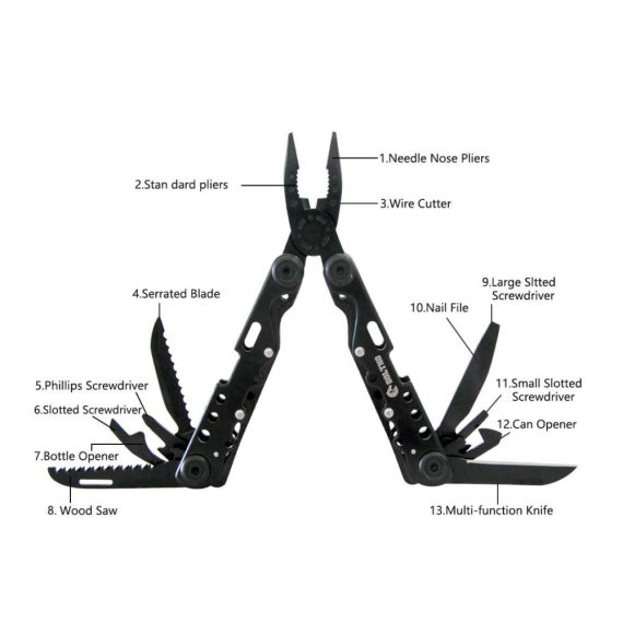 Multifunktionswerkzeuge 12-in-1 Faltbares Edelstahl-Taschenwerkzeug mit Zange Boltho-Multiwerkzeug Flaschenöffner Säge Schraubendreher – Ideal für Survival Camping Reparaturen und Notfälle