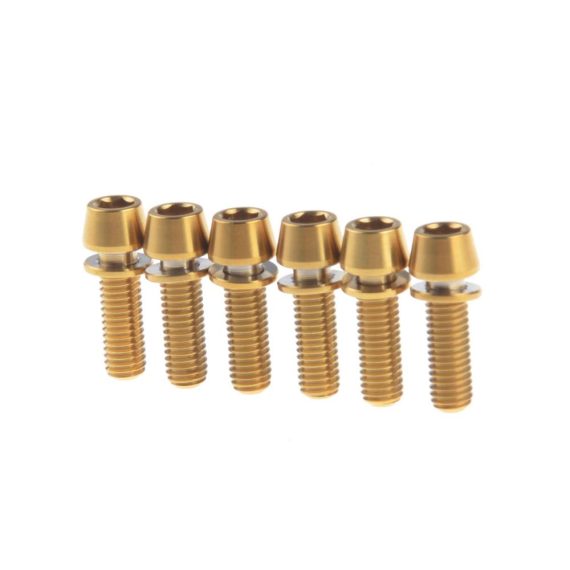 Titan Zylinderschrauben M5x16mm (6 Stück) - Innensechskant Fahrradschrauben mit Unterlegscheibe für Vorbau hochfeste Gr5 Legierung