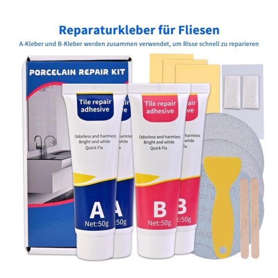 Wasserdichtes Fugenmörtel 200g Fliesenreparaturset - Emaille Reparatur Kit für Keramik Kratzer Löcher Risse - Auslaufsicher und perfekt zur Badewannenriss-Auffrischung