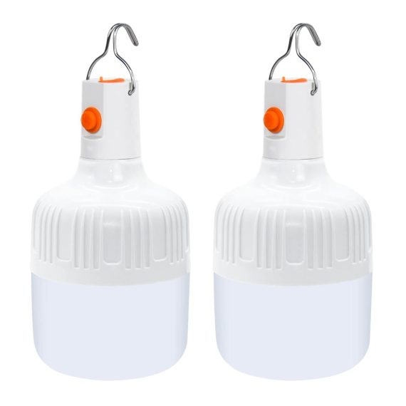 Campinglaternen Set - 2 Stück LED Lampen Tragbar USB Wiederaufladbar Dimmbar Wasserdicht - Ideale Lichtquelle für Wandern Garten Outdoor-Aktivitäten