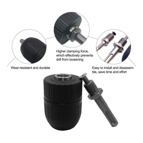 Bohrfutter Set mit 5 Schnellspannbohrfuttern SDS Plus und Sechskantschaft Adapter 2-13mm Spannbereich - Profiqualität für Normales und SDS Bohrfutter