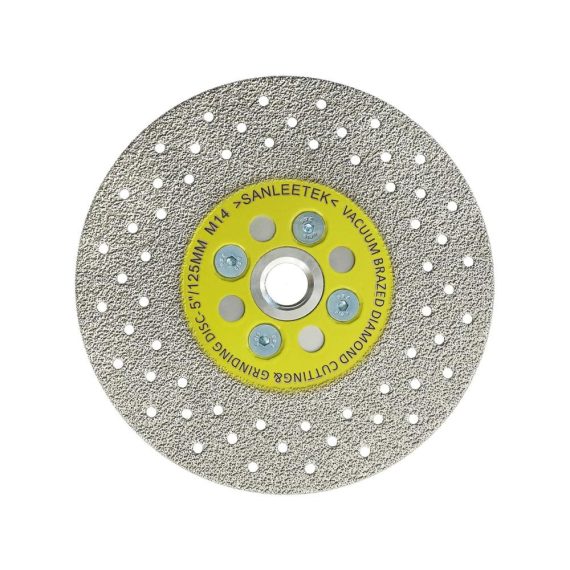 Diamant-Trennscheibe 125mm - Hochleistungs Vakuumgelötet für Marmor Granit Beton & Porzellanfliesen - Doppelseitige Diamantscheibe mit M14 Gewinde von SANLEETEK