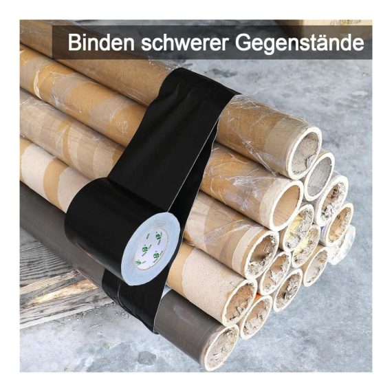 Panzertape BOMEI PACK – Extra starkes wasserdichtes Reparaturband (Schwarz 50 m x 150 mm) für Innen & Außen | Hochklebendes Klebeband mit starker Klebkraft