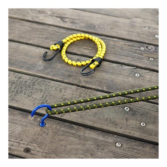 Elastisches Gummiseil-Set mit Haken (60 cm 4 Stück) - Vielseitige Bungee-Seile für Zelt-/Planenbefestigung gelb