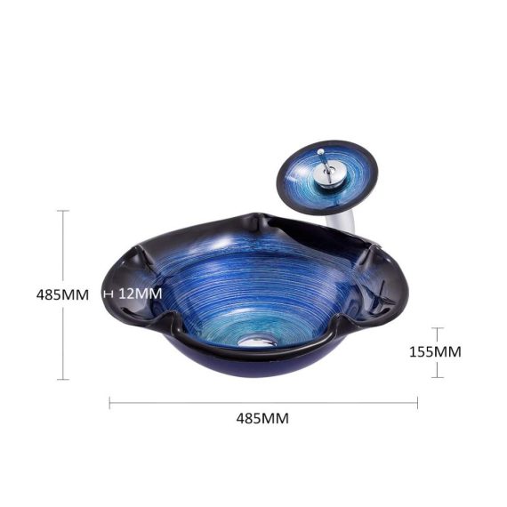 Moderne Arbeitsplatte Blaues Glas-Waschbecken mit Wasserhahn für Küche und Bad