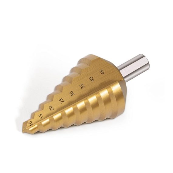 Multifunktionaler HSS TIN Stufenbohrer 10-45 mm Bohreraufsatz Kegelbohrer Konusbohrer Schälbohrer Fräser - Ideal für präzises Bohren