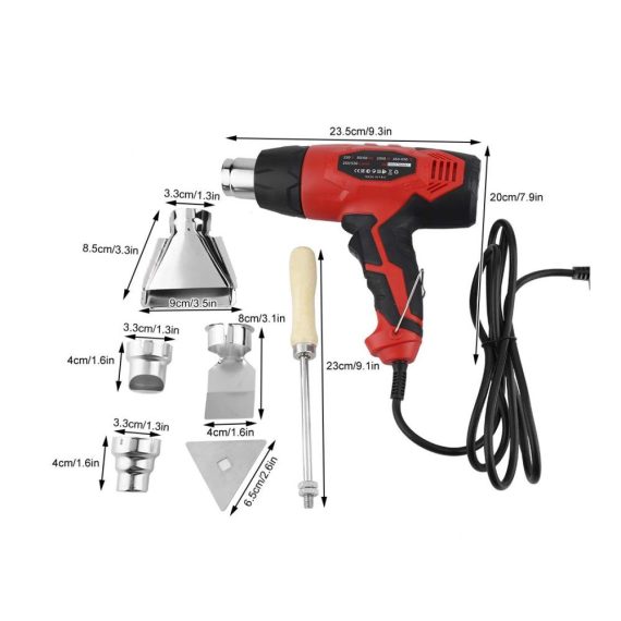 Elektrische Heißluftpistole 2000W mit 4 Düsen 2 Temperaturregelungen (350/650℃) - Ideal für Schrumpfschlauch Embossing Handwerk und Trocknungsfarbe
