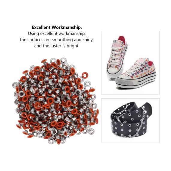 500 Stück bunte Metallösen mit abgerundeten Kanten für Schuhe & Kleidung | Robuste Tüllen in Orange