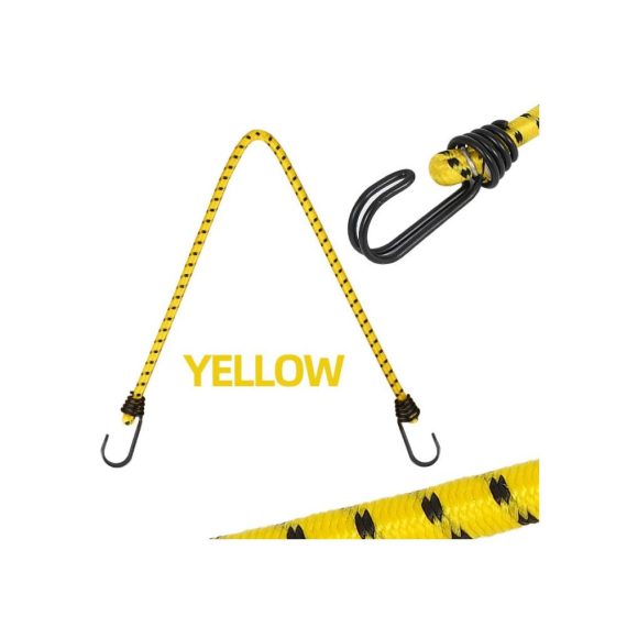 Elastisches Gummiseil-Set mit Haken (60 cm 4 Stück) - Vielseitige Bungee-Seile für Zelt-/Planenbefestigung gelb