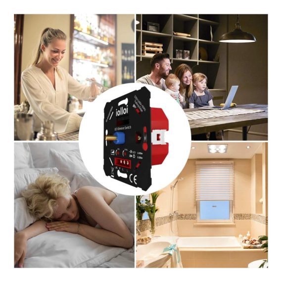 Dimmschalter iolloi LED Dimmer Unterputz - Drehdimmer für Dimmbare LED/Halogen 230V - Schalter mit Klemmkrallen & Abdeckung - Dimmer für LED Lampen 5-300W