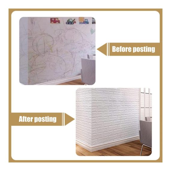 10er-Pack selbstklebende Tapeten in Steinoptik - 3D Kachel Ziegel Wandsticker aus PE Schaumstoff - Ziegelmuster 70 x 77 cm