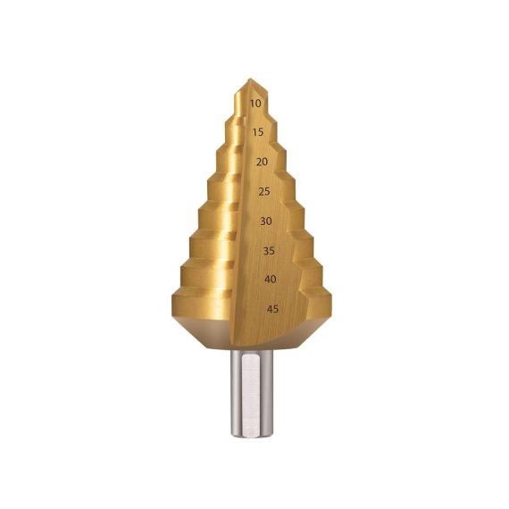 Multifunktionaler HSS TIN Stufenbohrer 10-45 mm Bohreraufsatz Kegelbohrer Konusbohrer Schälbohrer Fräser - Ideal für präzises Bohren