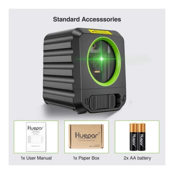 Grüner Kreuzlinien-Laser B011G für präzises Nivellieren – Ideal für Bildaufhängen und DIY-Anwendungen – Inklusive Batterie & Zubehör