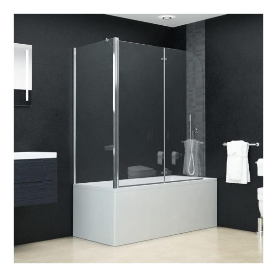 120x68x130 cm Duschkabine & Duschwand Set - Faltbar | Badewannenaufsatz aus ESG 4mm Sicherheitsglas