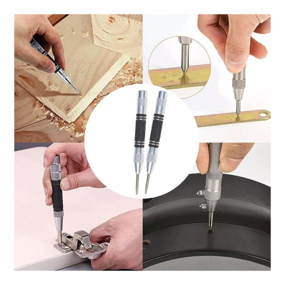 Automatischer Körner und Splintentreiber Set - 2 Stücke DXiongW Splintentreiber 128mm mit Verstellbarer Spannung 2 Ersatzspitzen für Metall Holz Glas und dünnen Stahlblechen