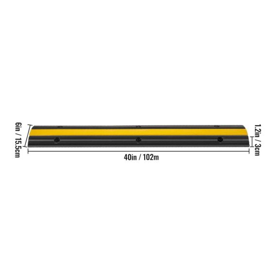 1-Kanal Kabelbrücke – Bodenabdeckungen 4 Stück Kabelschutzmatte Überfahrschutz aus Gummi für Parkplätze und Lagerhäuser – Modulares Design 100 x 15 x 25 cm Schwarz