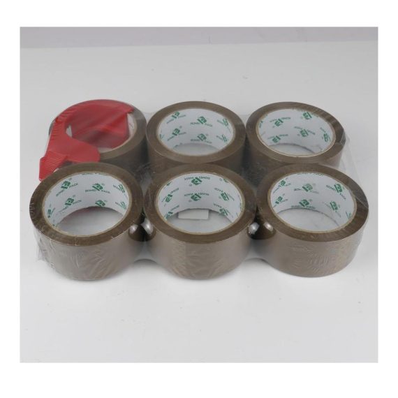 Paketbänder BOMEI PACK - Hochwertiges Paketklebeband Braun mit Gratis Plastik Abroller - 6 Rollen Packband 48mm 66m - Zuverlässiges Verpackungsmaterial für sicheres Verschließen und Versenden