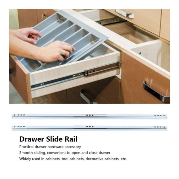 2-teilige Heavy-Duty-Schubladenführungen (450x17mm) - Robuste Stahlkugel-Schienen für Schubladenauszüge und Schränke